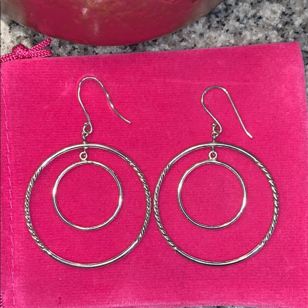 Silver Double Hoop Drop Earrings - Women Jewelry Earrings